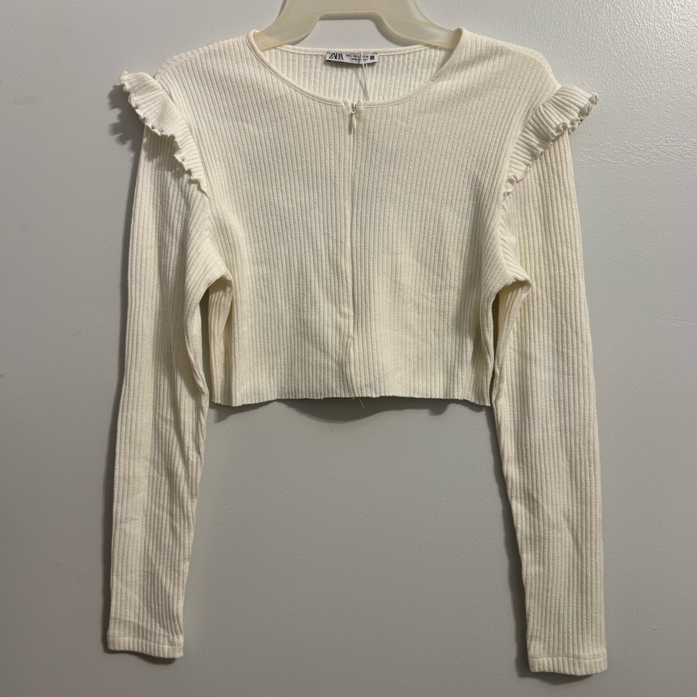 Zara White Ribbed Shirt